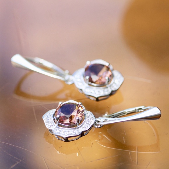 Color Change Diaspore Earrings Sterling Silver Flower Drop Earrings Nickel Free - Picture 8 of 11